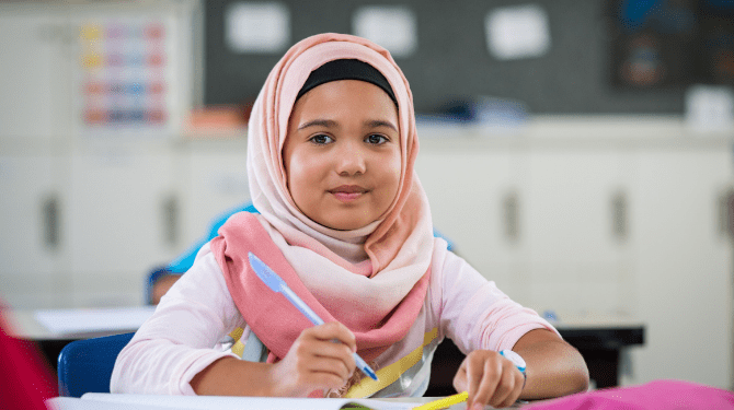 Muslimská dívka ve škole